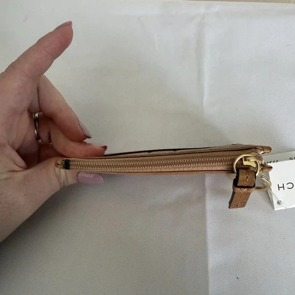 Coach Leather Mini Skinny ID Case Wallet Keychain Bag Charm B4/Tan Brown NWT - Picture 8 of 11